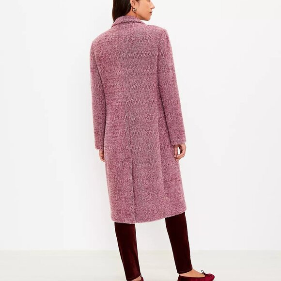 Ann Taylor LOFT Petite Cozy Herringbone Coat Midi Single Button Front - Picture 8 of 12